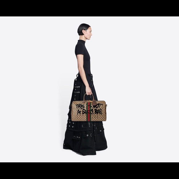 Balenciaga x Gucci Hacker Beige Web Graffiti Medium Duffle Bag - 100% authentic - Picture 8 of 12